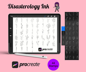 Floral Flower Set 7 Procreate Brush Stamps, 44 Floral Stamps