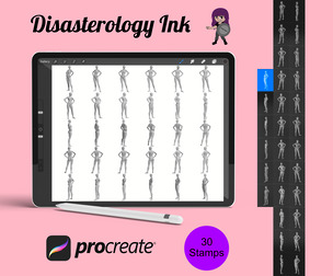 Female Figure Model Body Fashion Poses Set 2 Procreate Brush Stamps, 30 Models