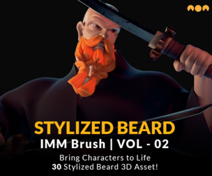 30 Stylized Beard 3D Asset (IMM Brush) - VOL02