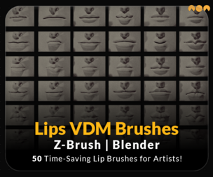 50 Lips VDM Brushes | Blender & Zbrush Sculpting Brushes