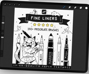 Fine Liner Brushes for Procreate (150 brushes)