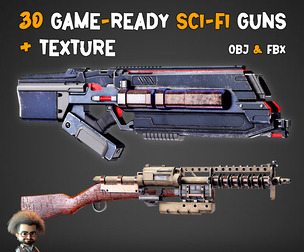 30 Game-Ready Sci-Fi Guns + 4K Textures - Vol 09