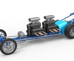 Front engine old school dragster with 2 V8 Version 2 Scale 1:25