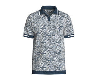 Mens Open Collar Printed Polo  | Marvelous | Blender
