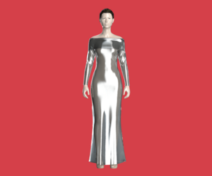 Ladies Shoulder Long Dress-Metaverse  | Marvelous | Blender
