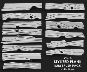 Stylized Wooden Plank IMM Brush Pack 14 in One Vol 6