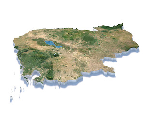 Cambodia Terrain Map