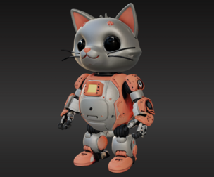 3D Model of Cute Robo Cat – Animated and Printable