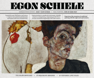 Egon Schiele Procreate Kit (Procreate Brushes, Color Palettes & Paper and Canvas Textures)