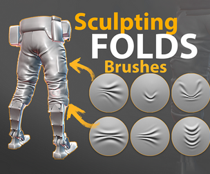Sculpting Fabric Brushes for Blender, ZBrush. Compression Folds Brushes.