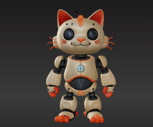 3D Model of Cute Robo Cat – Animated and Printable