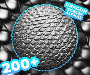 200+ Dragon Scales Alphas for ZBrush, Blender (20 tile alphas) vol.8