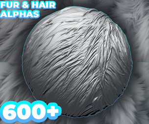 600+ Animals Hair & Fur Alphas (Displacement Maps) for ZBrush, Blender, Substance Painter vol.11