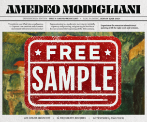Free Sample | Amedeo Modigliani Kit (Procreate Brushes, Color Palettes & Paper and Canvas Textures)