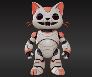 3D Model of Cute Robo Cat – Animated and Printable