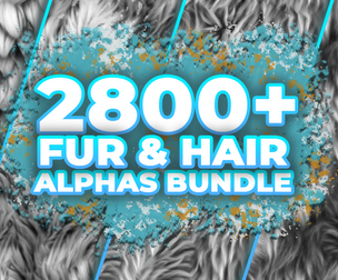 2800+ Fur & Hair Alphas (Displacement Maps) BUNDLE for ZBrush, Blender, Substance Painter