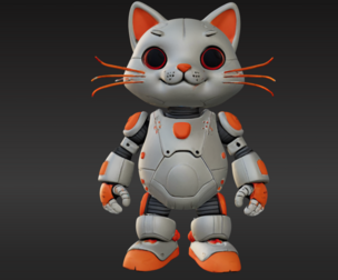 3D Model of Cute Robo Cat – Animated and Printable