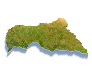 Central African Republic Terrain Map