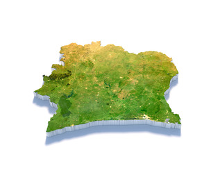 Cote  d'Ivoire Ivory Coast Terrain Map