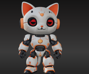 3D Model of Cute Robo Cat – Animated and Printable