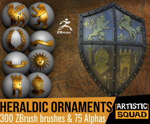 Heraldic Ornaments Maker 300 ZBrush brushes and 75 alphas