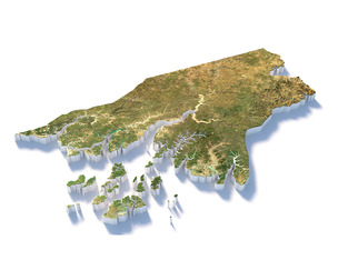 Guinea Bissau Terrain Map
