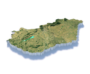 Hungary Magyarorszag Terrain Map