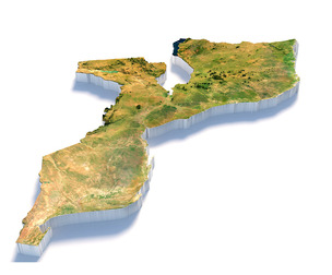 Mozambique Terrain Map