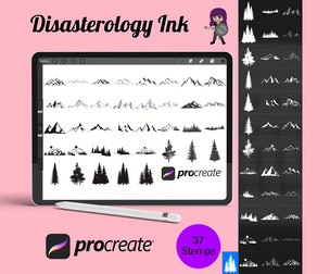 Mountain Range Set 4 Procreate Brush Stamps, 37 Mountains