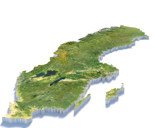 Sweden Sverige Terrain Map