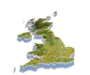 United Kingdom Terrain Map