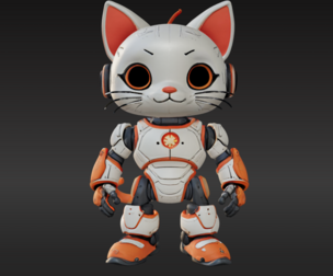 3D Model of Cute Robo Cat - Animated and Printable 3D print model