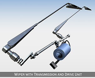 Wiper with transmission and drive unit