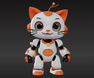 3D Model of Cute Robo Cat Animated and Printable 3D print model