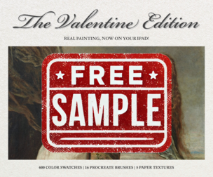Free Sample | The Valentine's Day (2025): Procreate Brushes, Paper Textures and Color Swatches