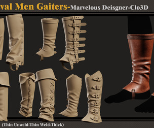 5 Medieval Men Gaiters-Marvelous Designer-Clo3D-ZPRJ-FBX-OBJ