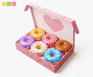 Box of Colorful Donuts Stylized
