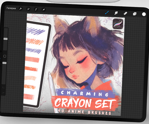 Charming Anime Crayon Brushes for Procreate