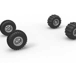 Wheel Set of Uphill Sand Racing Dragster Version 2 Scale 1:25