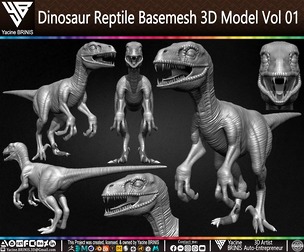 Dinosaur Reptile Basemesh 3D Model Volume 01
