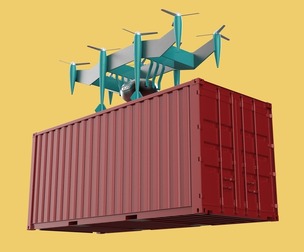 HEAVY DRONE DELIVERY AIR CARGO CONTAINER CARRYING SHIPPING BOX