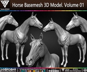 Horse Basemesh 3D Model. Volume 01