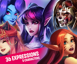 5 Characters – 36 Expressions 2D Portrait Pack vol.1