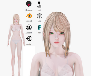 Lingerie clothes 0001 - UE5 - Unity - Blender - Animated - Realistic Female Character