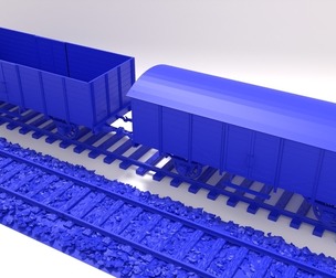 Two type GR20 railway wagon and rails