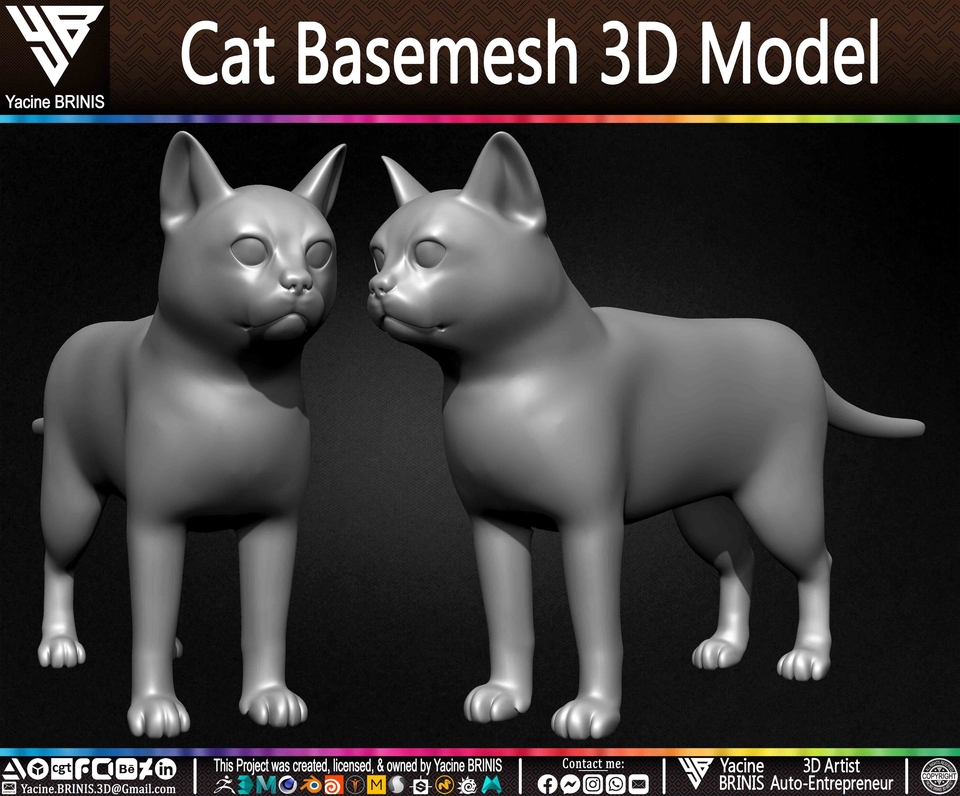 Cat Basemesh 3D Model