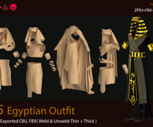 5 Men's Egyptian Outfit (VOL.01). Marvelous Designer/Clo3D project file+OBJ,FBX
