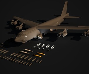 B52 Bomber B52H StratoFortress long-range strategic bomber with multiple bombs