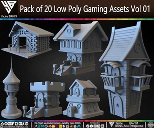 Pack of 20 Low Poly Gaming Assets Volume 01