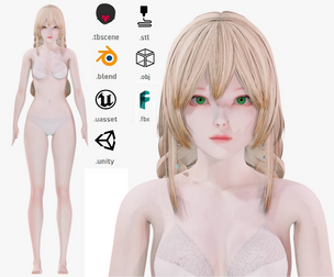 Lingerie clothes 0002 - UE5 - Unity - Blender - Animated - Realistic Female Character